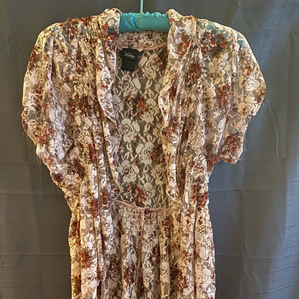 Shear floral lace coverup
